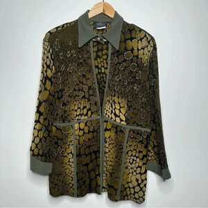 Artex Collection Crocodile Reptile Print Cardigan Blouse Size XXL